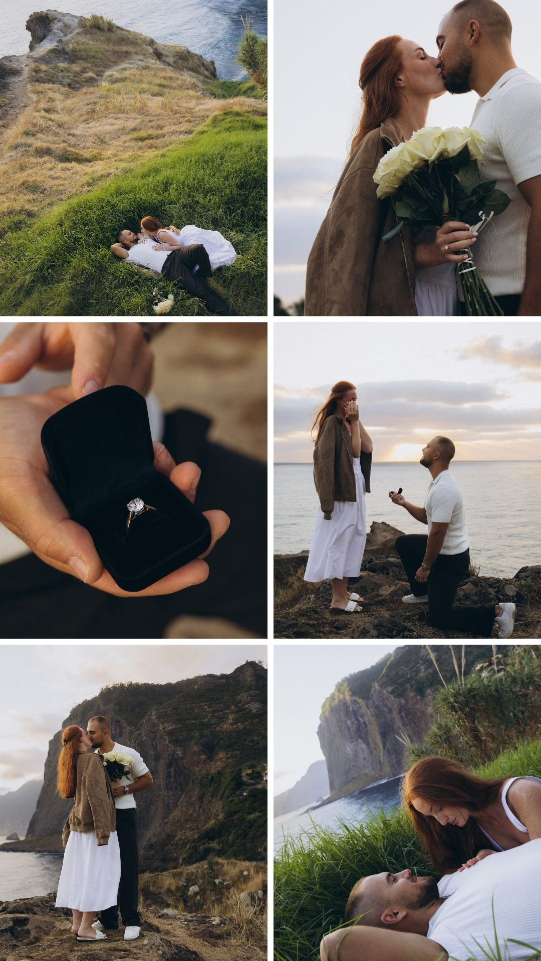 Surprise engagement at Miradouro do Guindaste with dramatic coastal views.