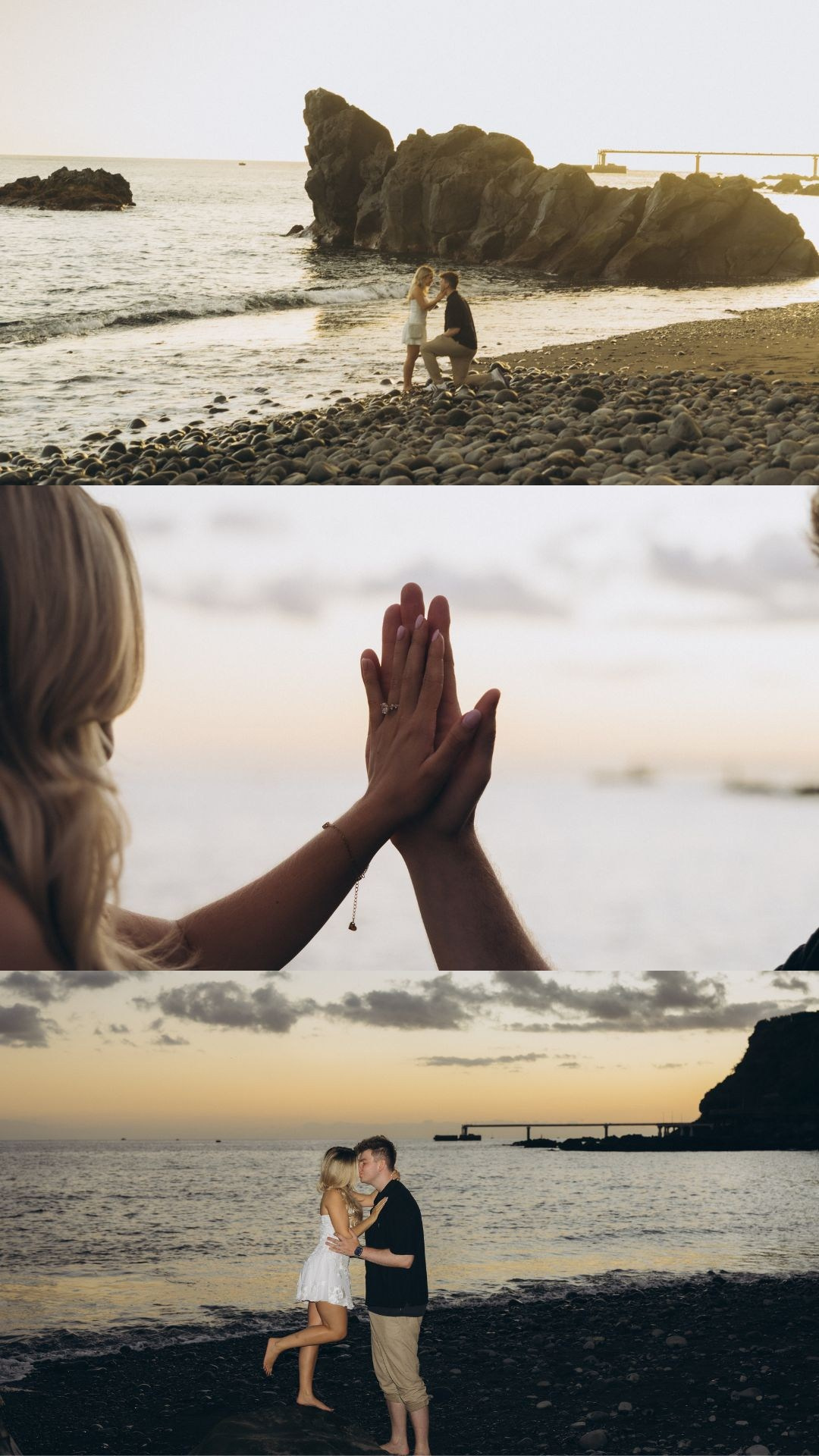 Collection of surprise proposal moments on Formosa Beach, Madeira.