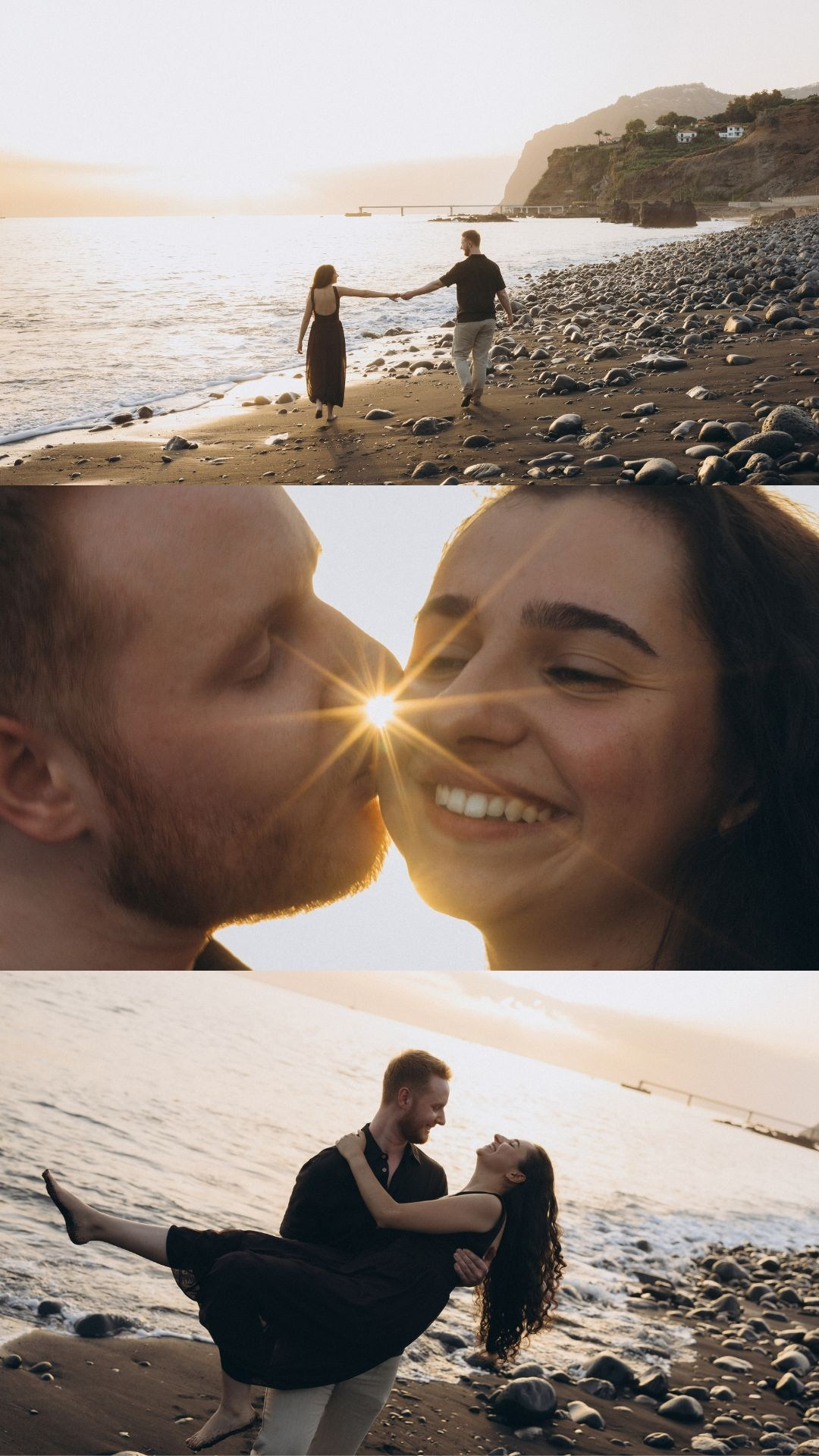 Mini photoshoot collage at Formosa Beach during sunset, Madeira