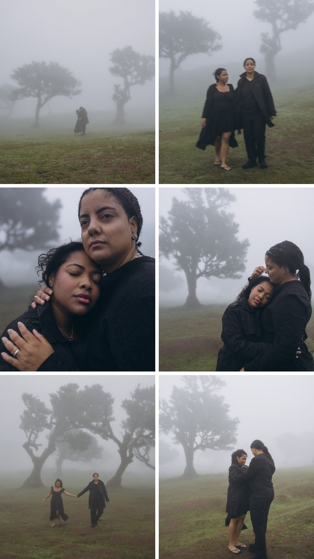 Romantic couple photography highlights from misty Fanal Forest.