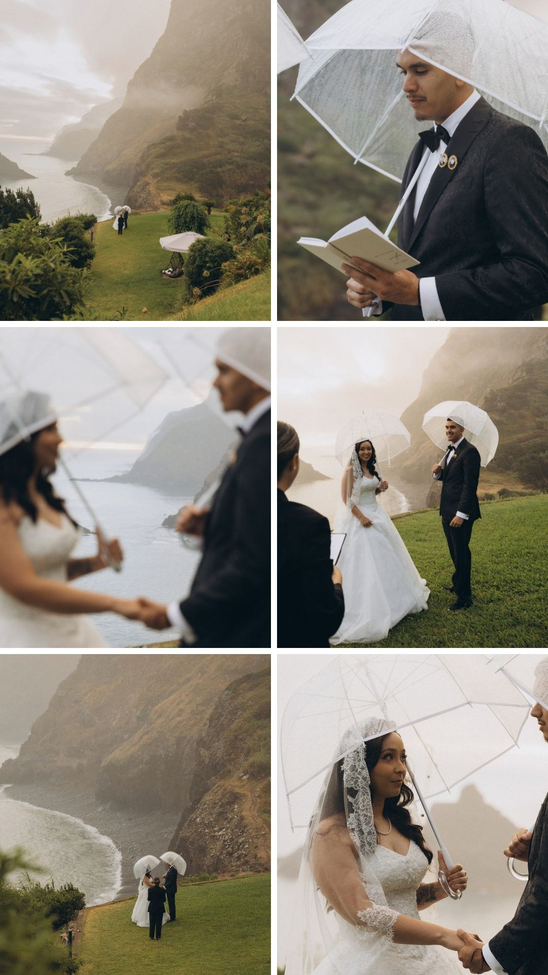 Couple exchanging wedding vows during an elopement in São Cristóvão, Madeira.