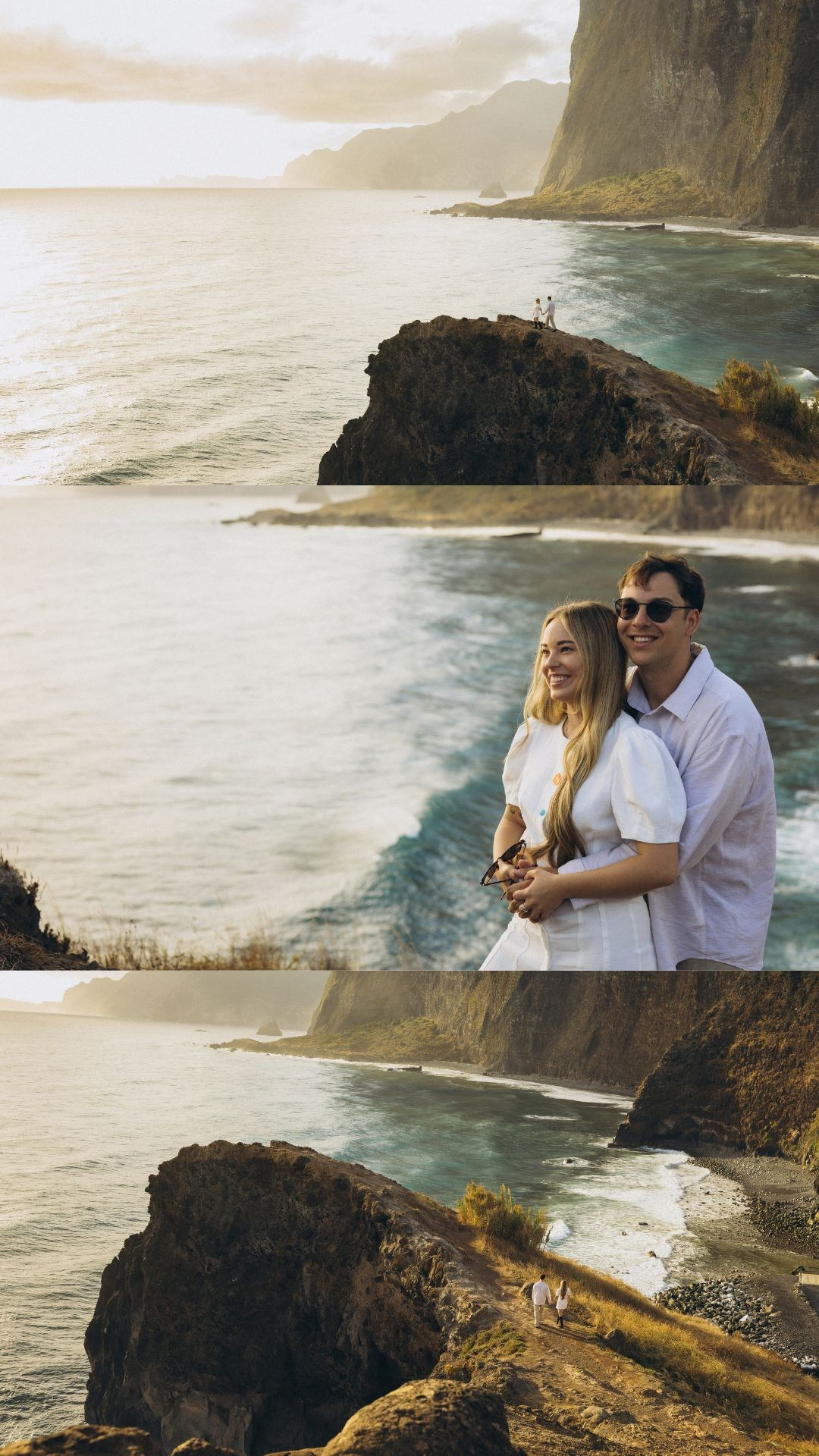 Couple photoshoot collage at Miradouro do Guindaste, Madeira