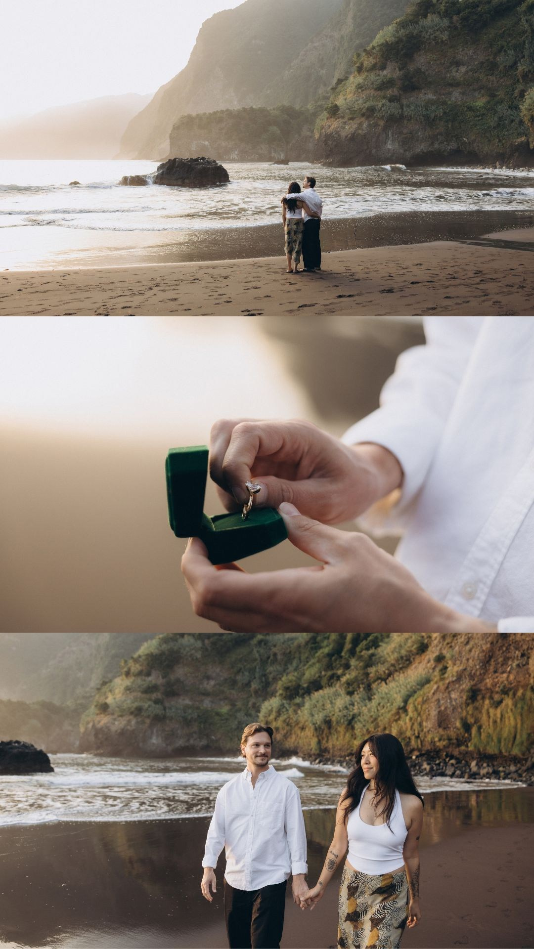 Romantic sunrise proposal photography collection from Seixal Beach, Madeira