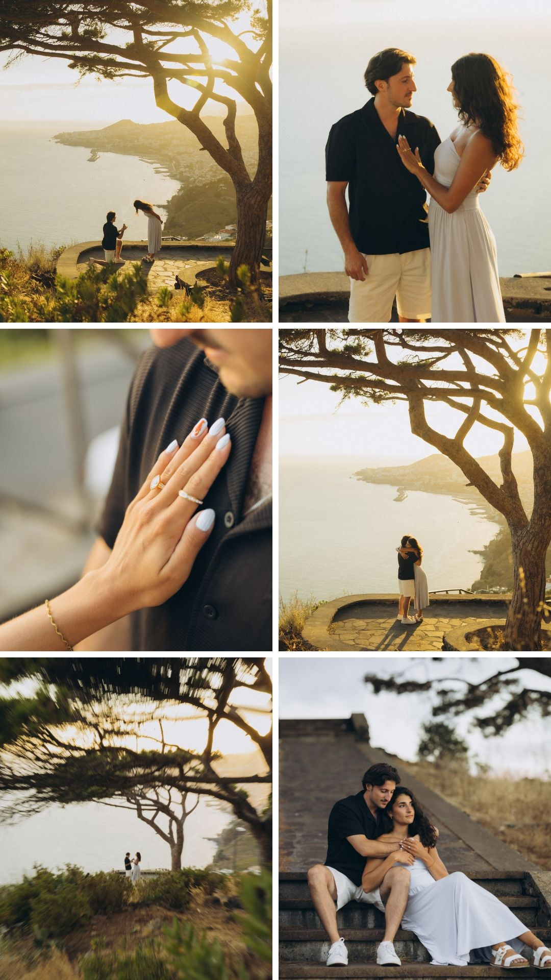 Secret proposal collage at a Funchal viewpoint overlooking the Atlantic Ocean, Madeira.