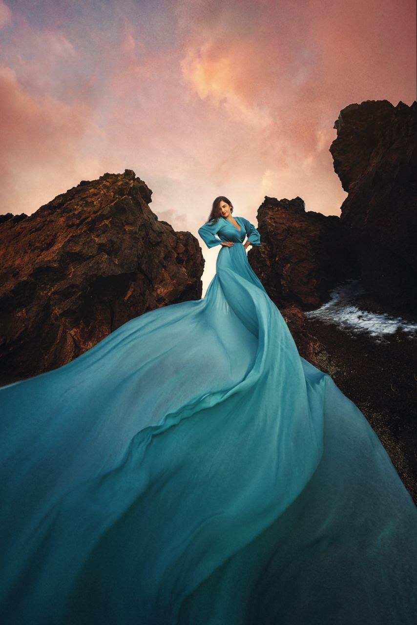 Sesión con vestido volador en Tenerife. Fotógrafa de familias, bodas, comuniones, newborn, premamá en Tenerife | Sesiones con vestidos voladores | Tania Bonnet