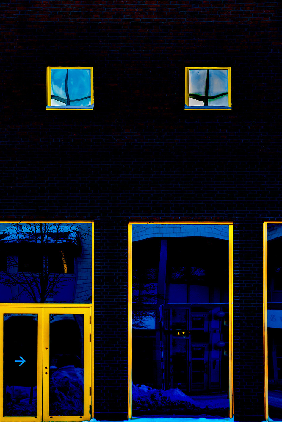 Reflection in windows and doors street photo