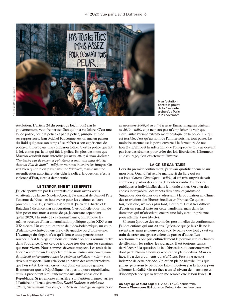 Les Inrockuptibles, 16 décembre 2020
