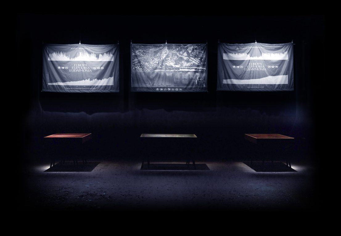 Плакат из серии "Post-Capitalist" Дэвида Рудника, демонстрирующий цифровой брутализм с огромными шрифтами без сетки, системными цветами и дистопическими визуальными элементами, вдохновлёнными эстетикой раннего интернета и 90-х.