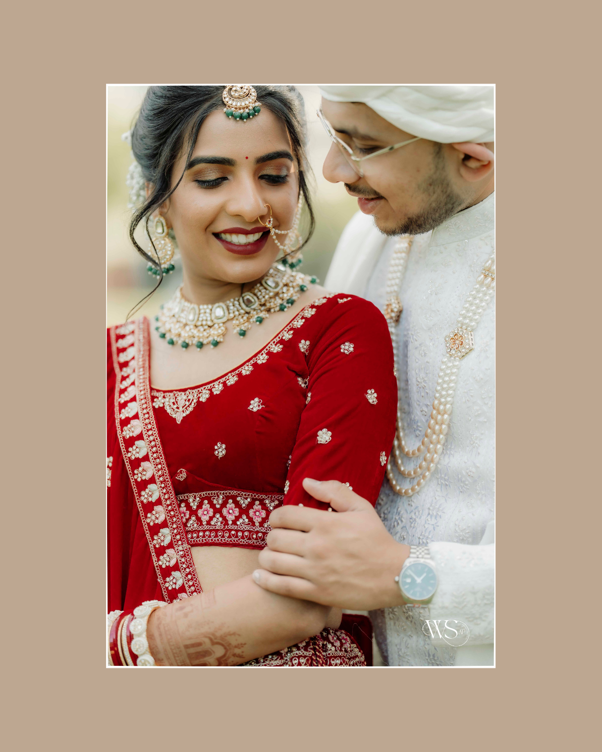 Romantic wedding couple posing during sunset with elegant attire, joyful emotions, and cinematic photography capturing love and celebration.