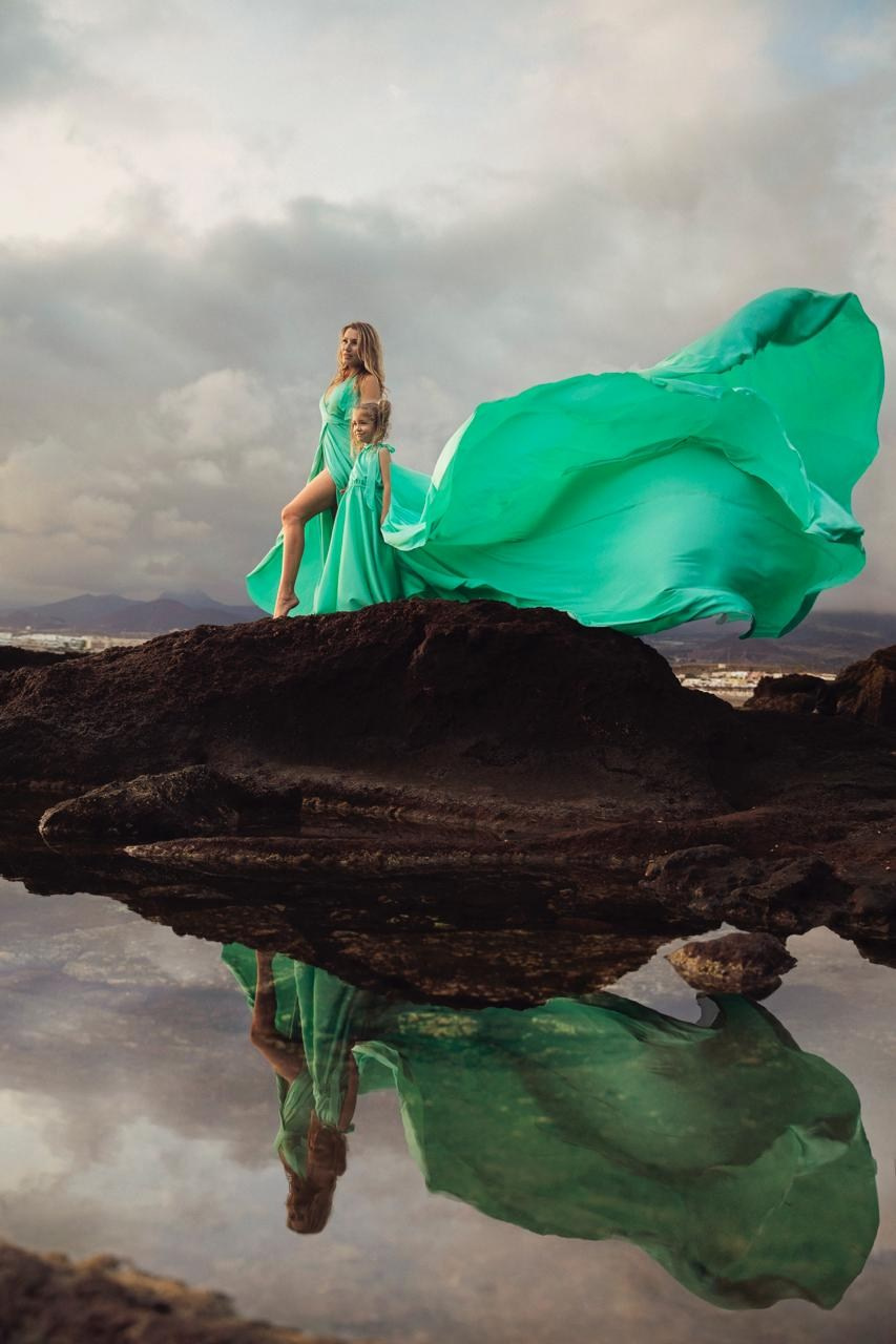 Vestido volador verde