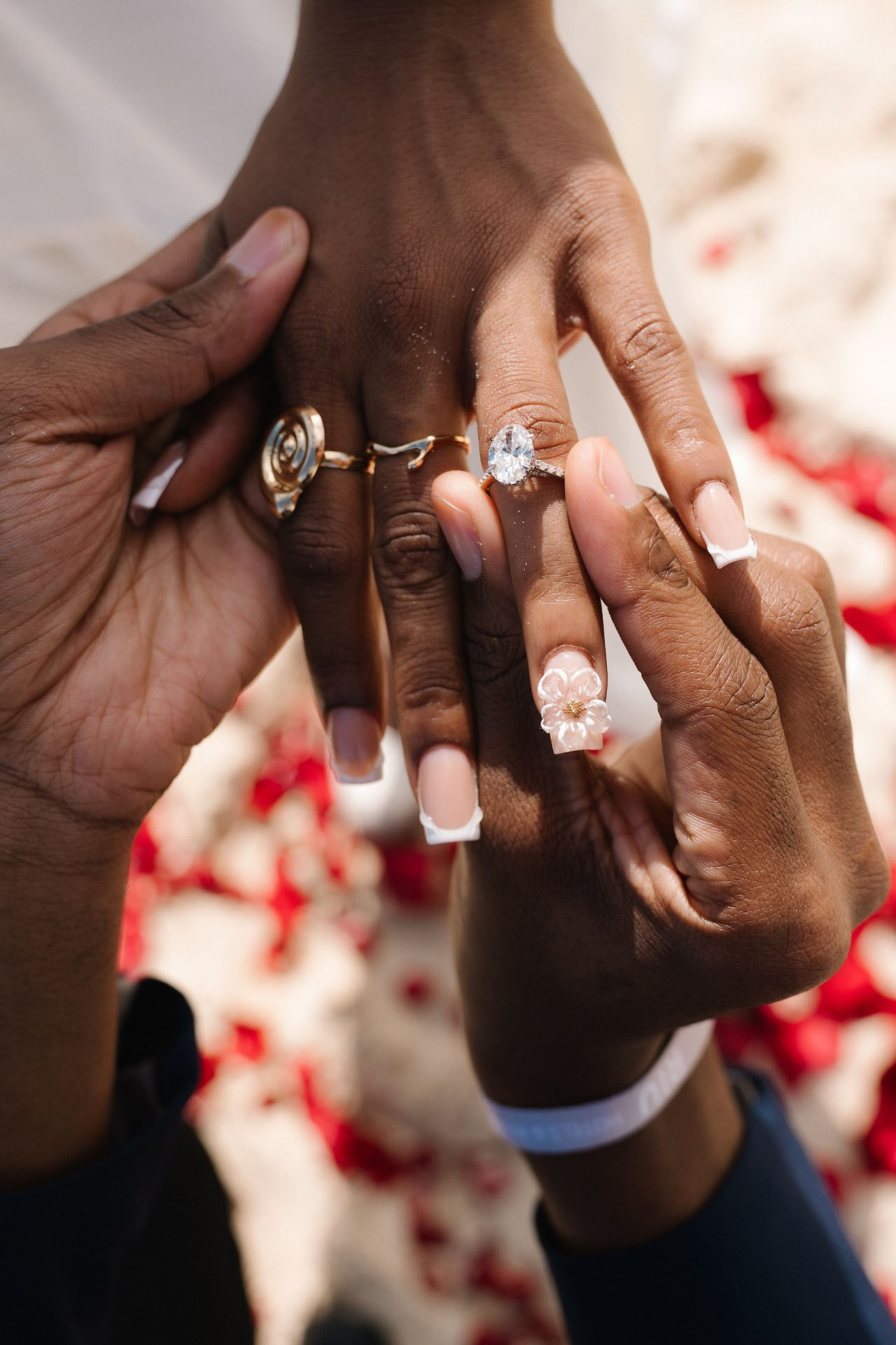 Romantic sunset proposal in Punta Cana with simple and intimate beach setup