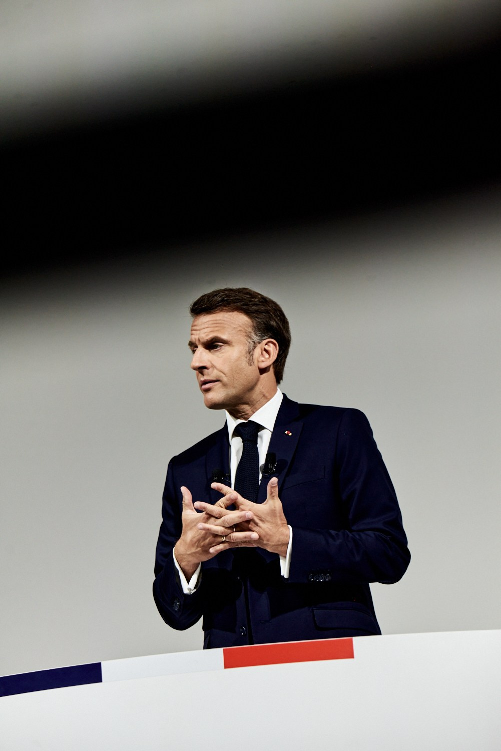 Paris (FRANCE), 12 juin 2024 - Le Président de la République Emmanuel Macron donne une conférence de presse pour clarifier la situation, quelques jours après avoir décidé de dissoudre l'Assemblée nationale.