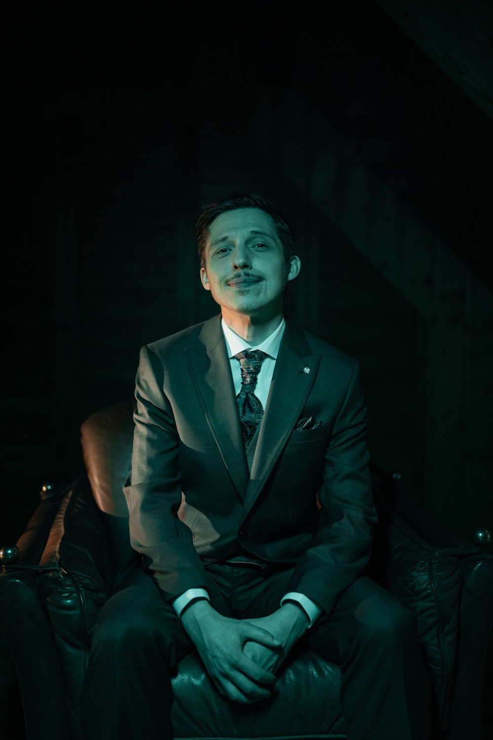 creative portrait of groom