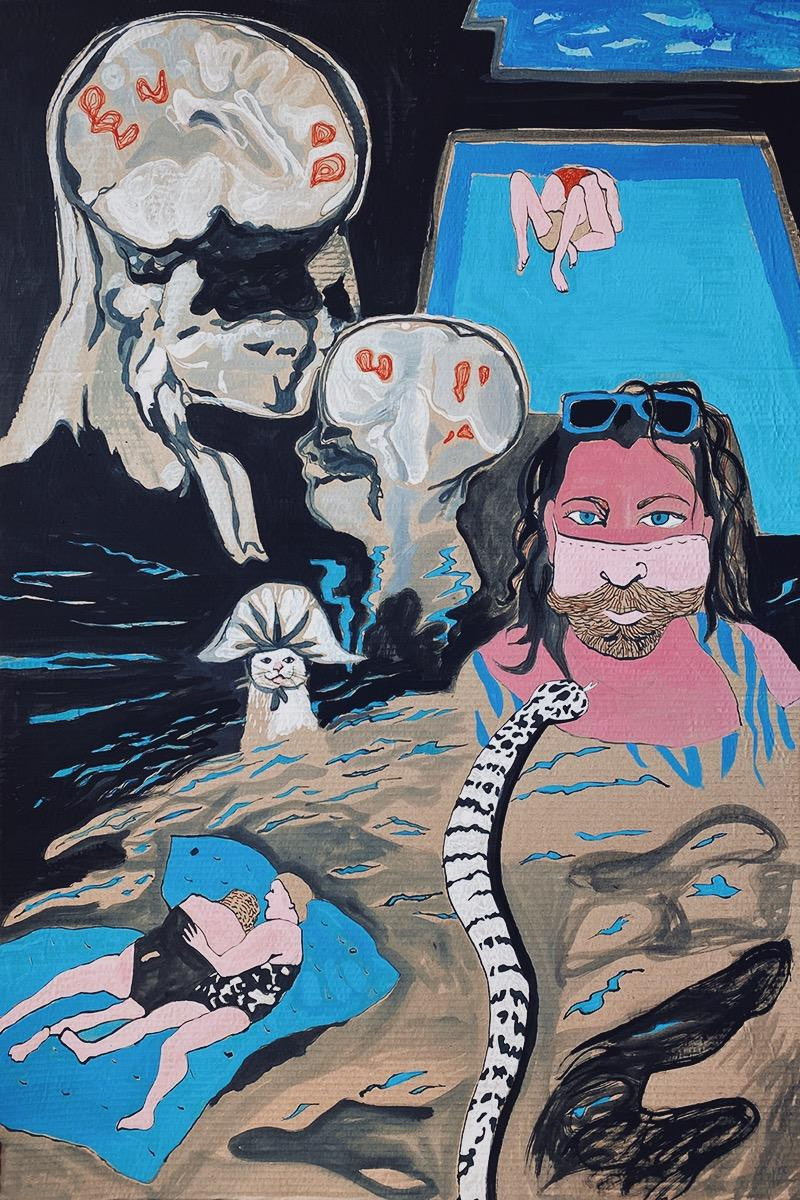 Procrastination 5, Corrugated cardboard, gouache, acrylic, marker, 120 x 80 cm, to buy -- > https://alvitrart.com/artworks/procrastination-5