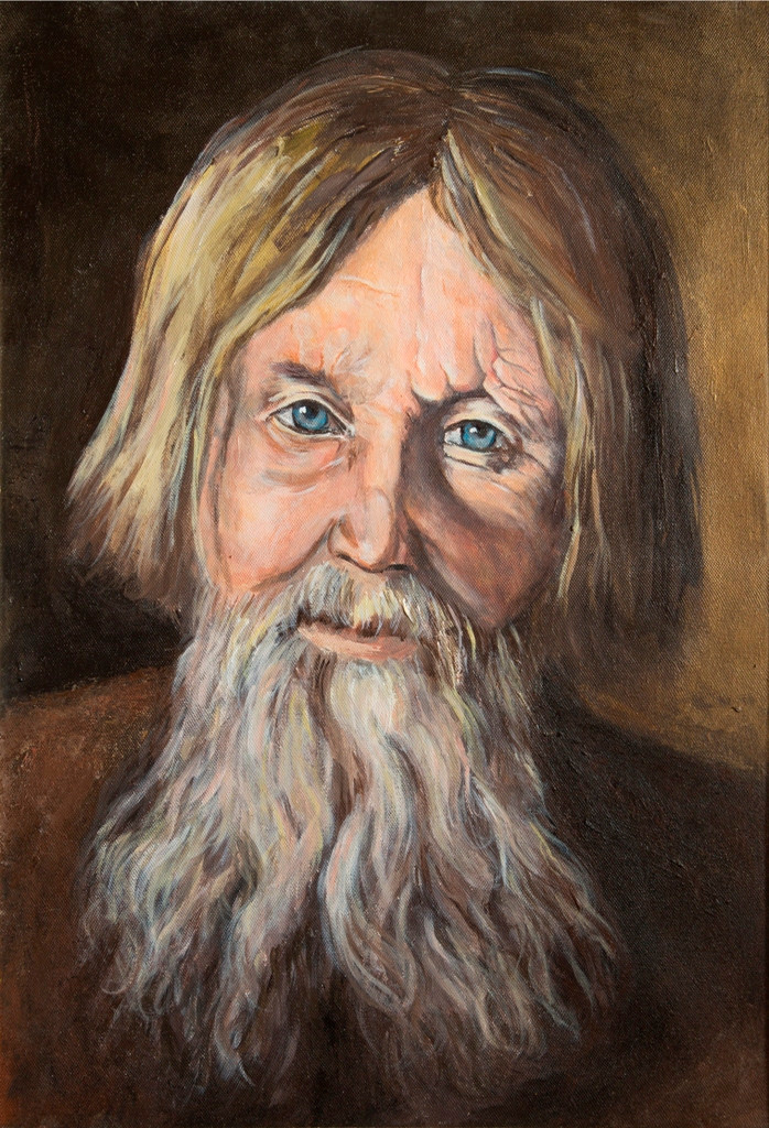 Свободная копия. Фрагмент. "Портрет старика." Максимов В. 2013 Холст, акрил 35/50 cm 