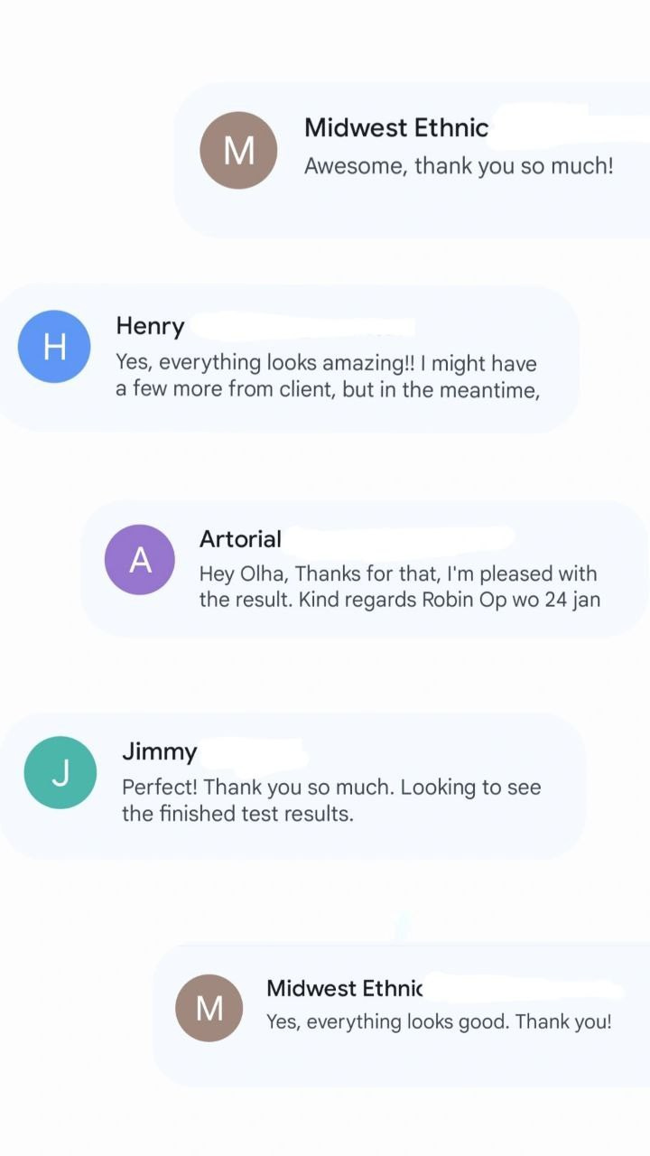 Feedbacks from clients who are satisfied with the retouching