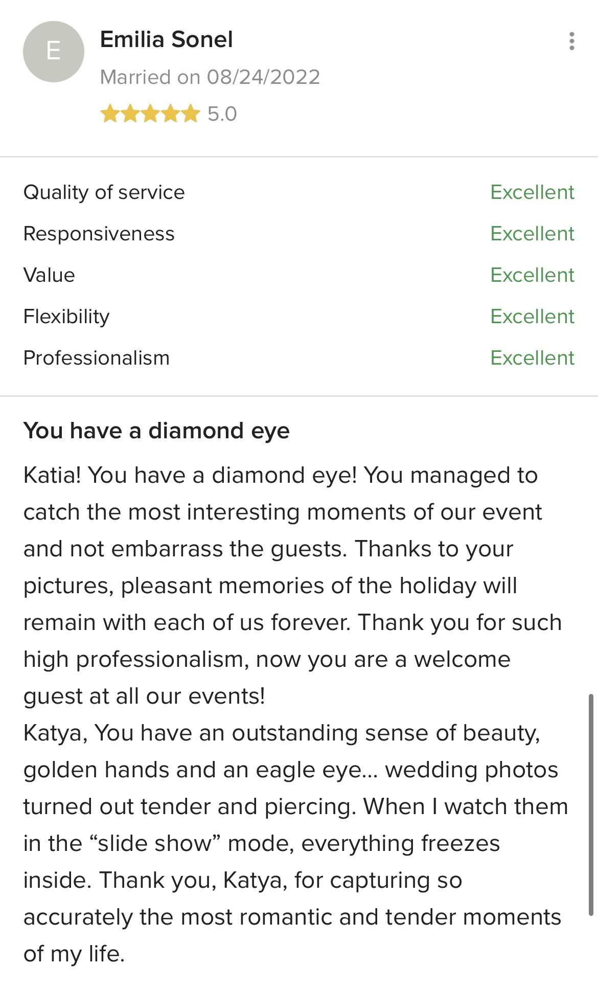 Feedback. Luxury Wedding Photography and Cinematography