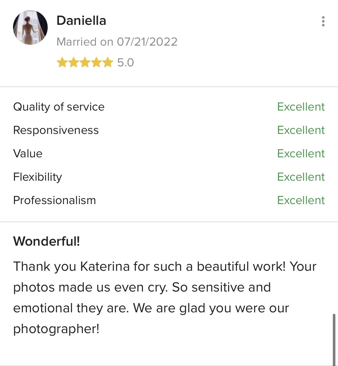 Feedback. Luxury Wedding Photography and Cinematography