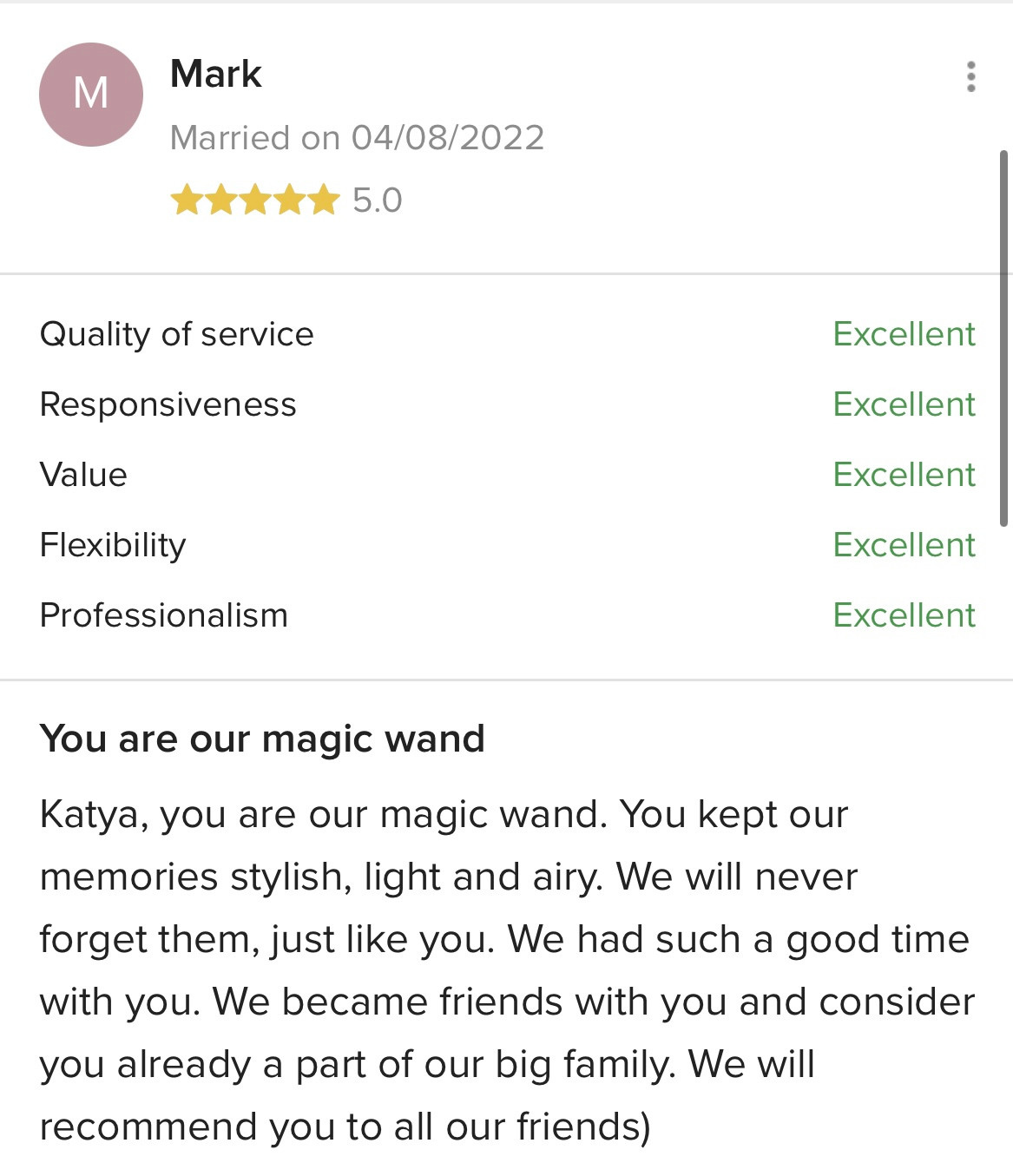 Feedback. Luxury Wedding Photography and Cinematography