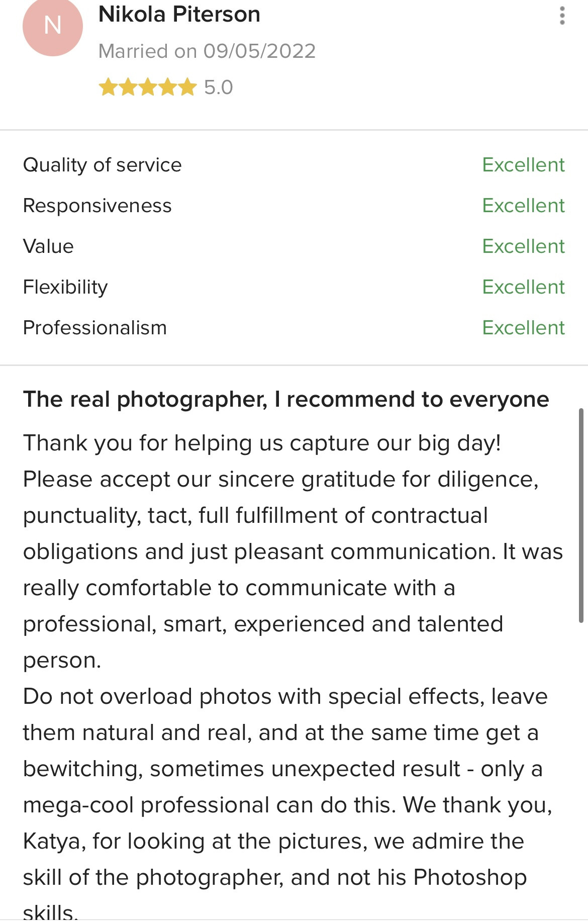 Feedback. Luxury Wedding Photography and Cinematography