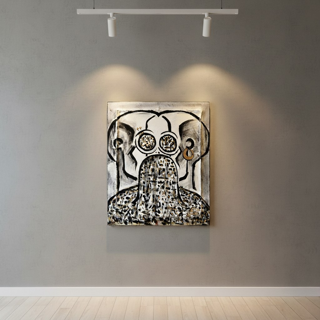 "White Noise", acrylic on wooden panel, 26x22", 2023