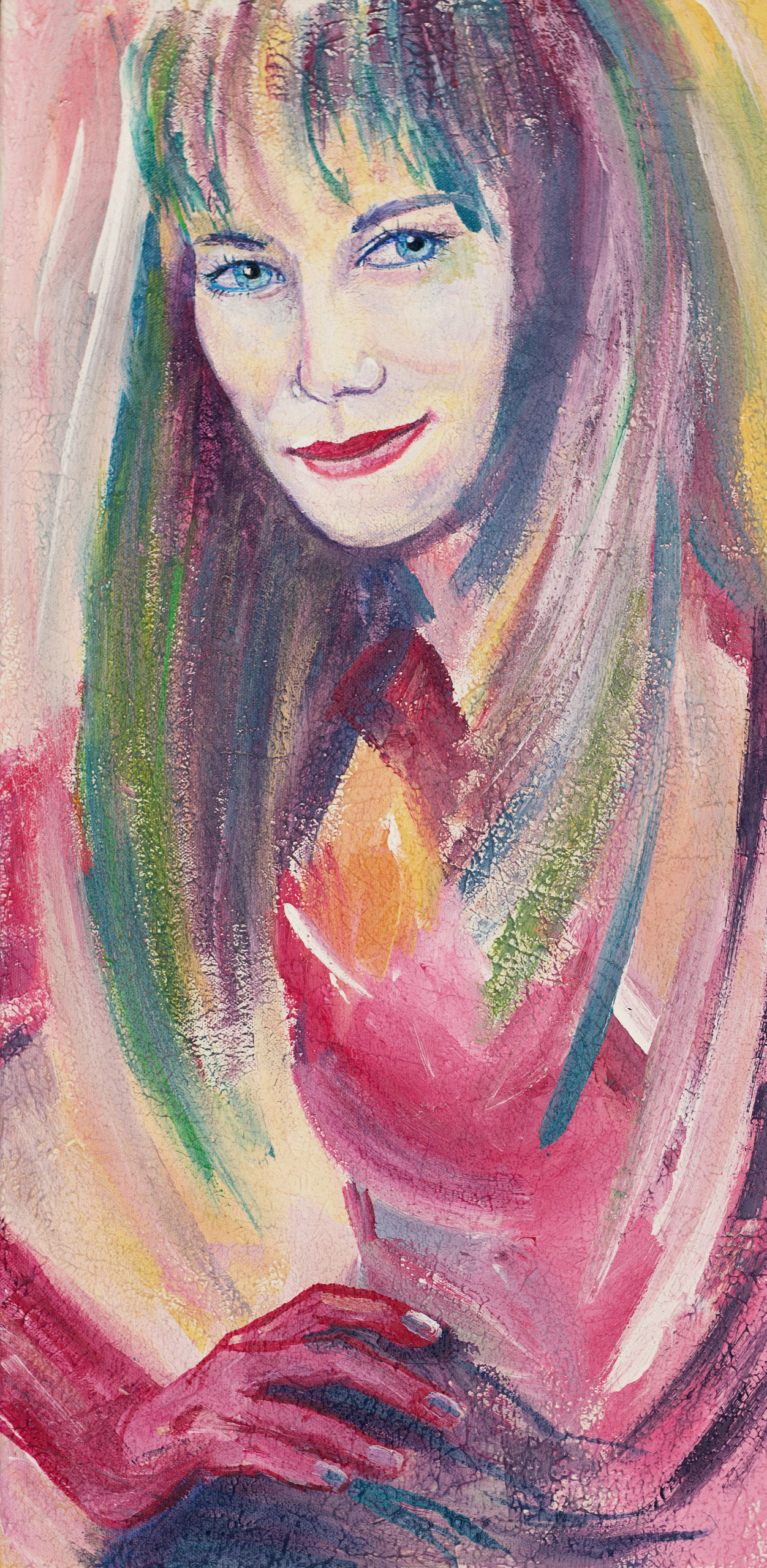 "Ksenia in red gloves." 2018. Dubai. UAE. Canvas, acril, 30-70 cm. 500 USD, free delivery for Dubai 