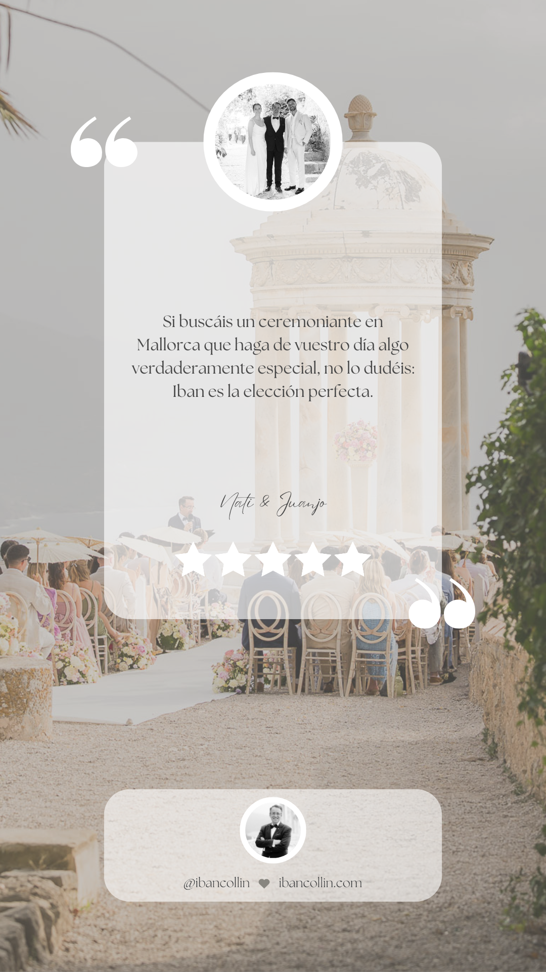Contact & Reviews. Wedding Celebrant in Mallorca Iban Collin