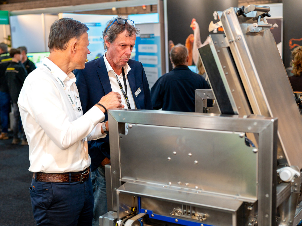 Product demonstration and equipment details at an international trade fair
