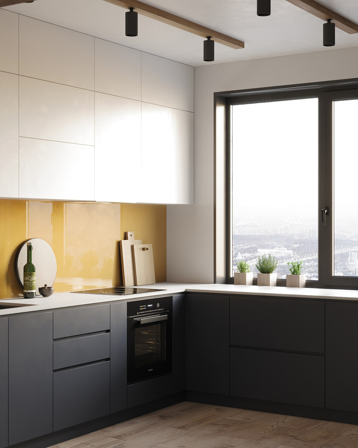 Кухня янтарного цвета. ROMAN VISUAL| СОЗДАНИЕ ВЫСОКОКАЧЕСТВЕННОЙ 3D-ВИЗУАЛИЗАЦИИ