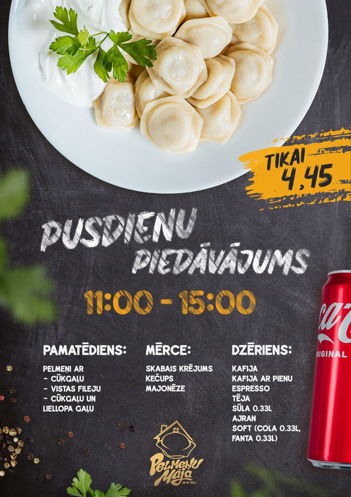 Poster Design for Pelmeņu Māja. ContentLab — визуальный контент для бизнеса |📍Рига