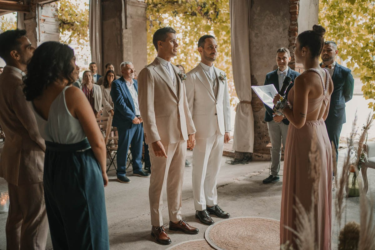 Francesco e Leonardo matrimonio presso la tenuta Le Risare Italia. Lorenzo Mazzega Wedding | Fotografo Matrimonio Milano | Reportage