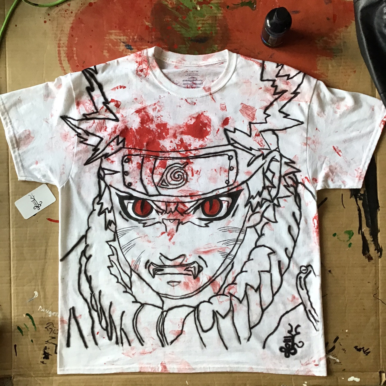 XL Airbrushed Kid Fox Demon Naruto T-Shirt. FRONT