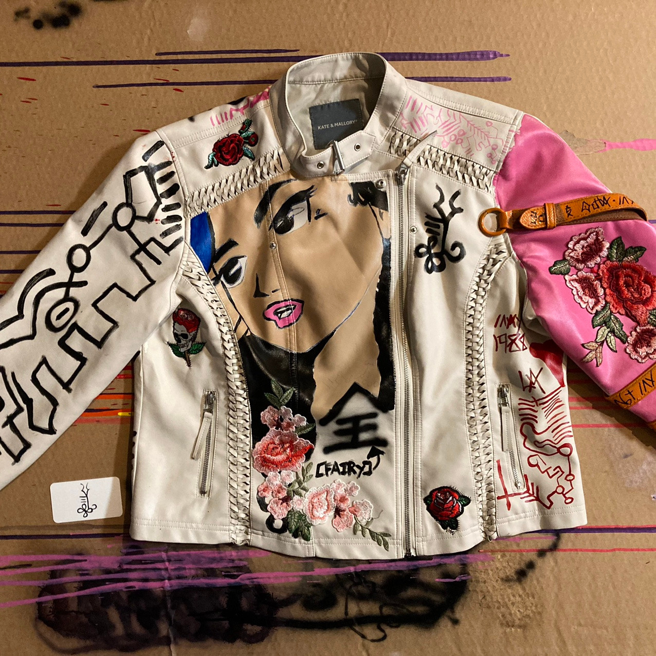 Jhene Aiko Custom leather Jacket. FRONT