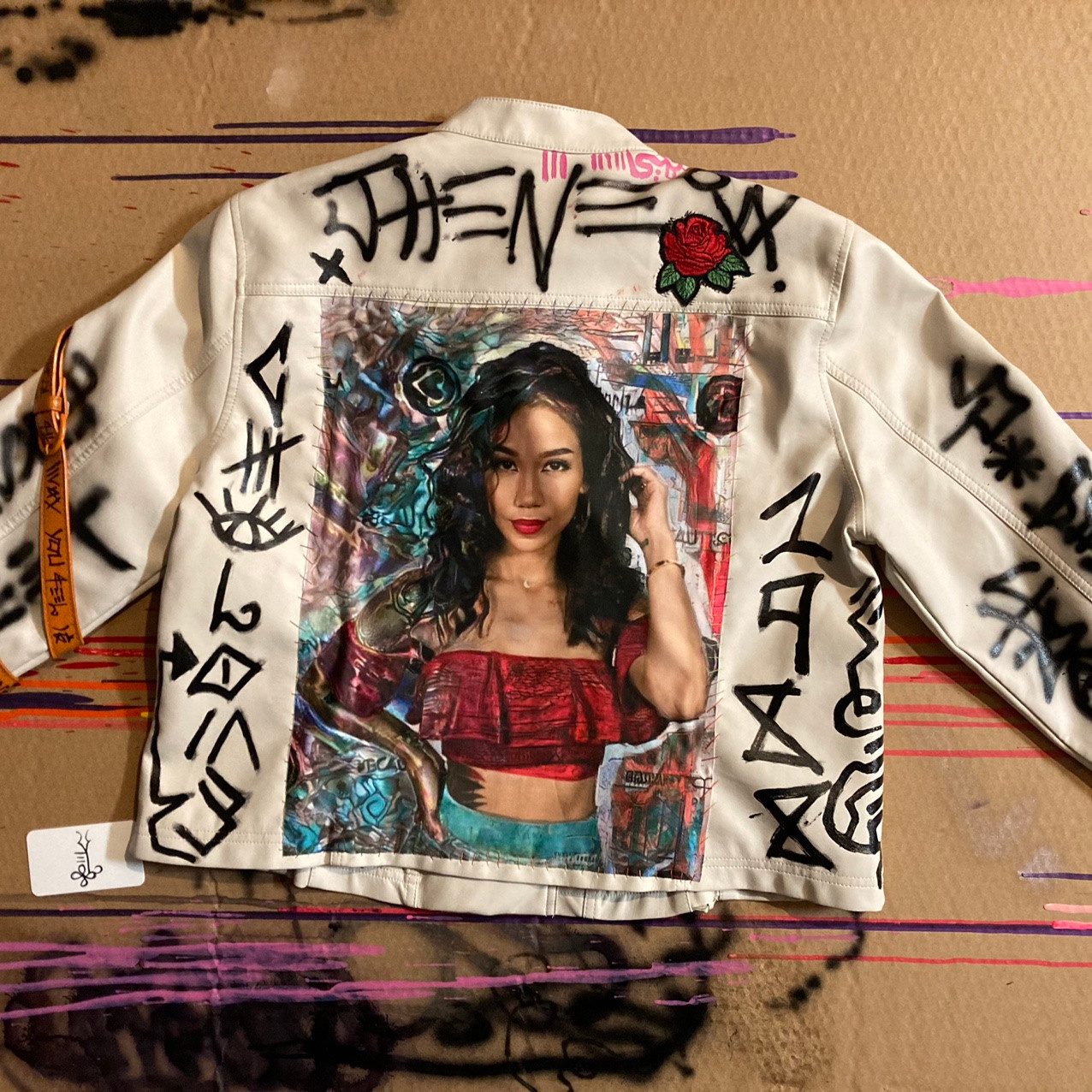 Jhene Aiko Custom leather Jacket. BACK