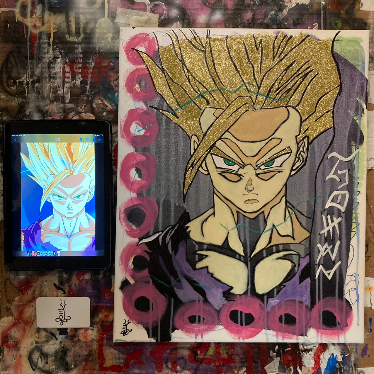 16X20 Super Sayian 2 Gohan Painting $150 USD