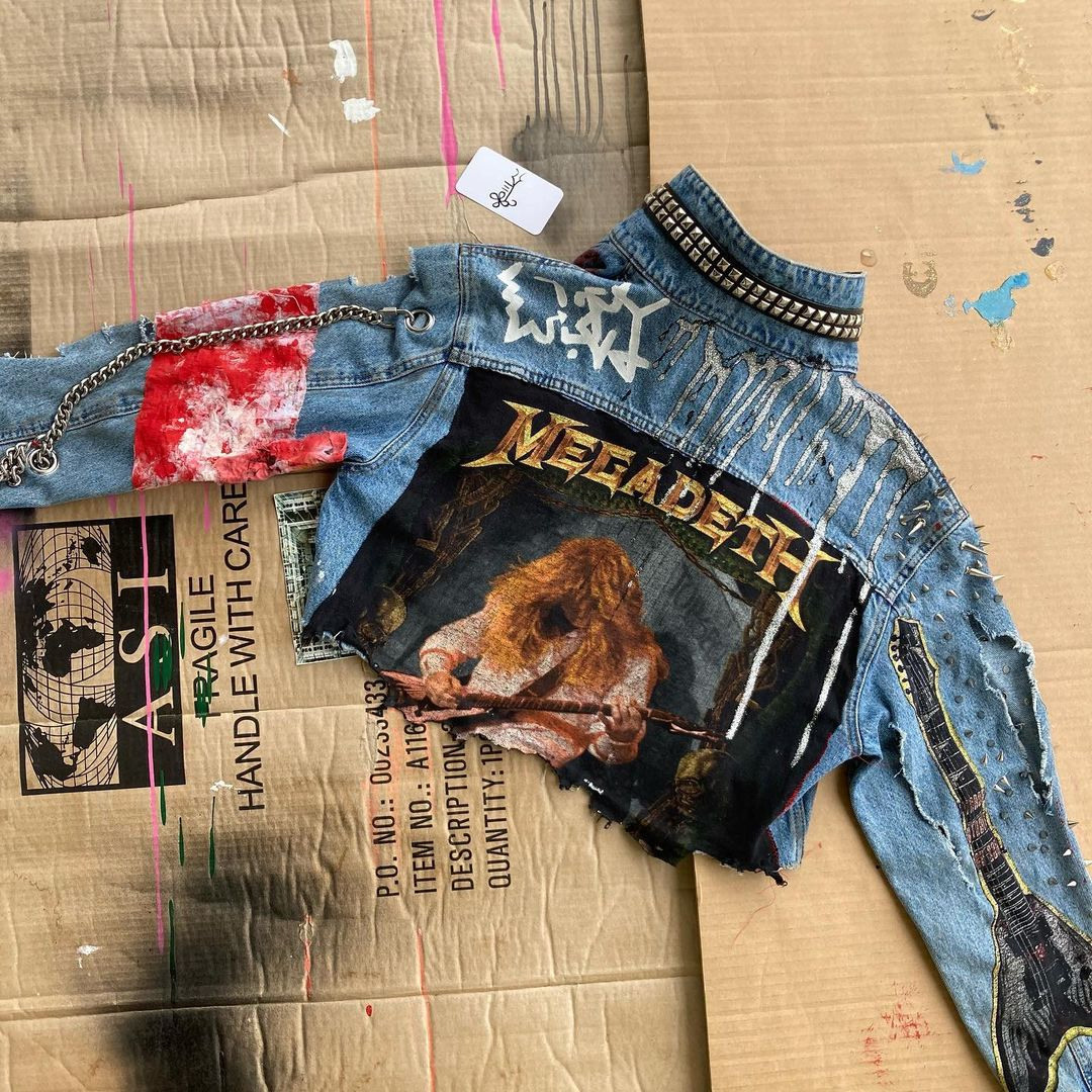 Metallica Cropped Denim jacket. FRONT