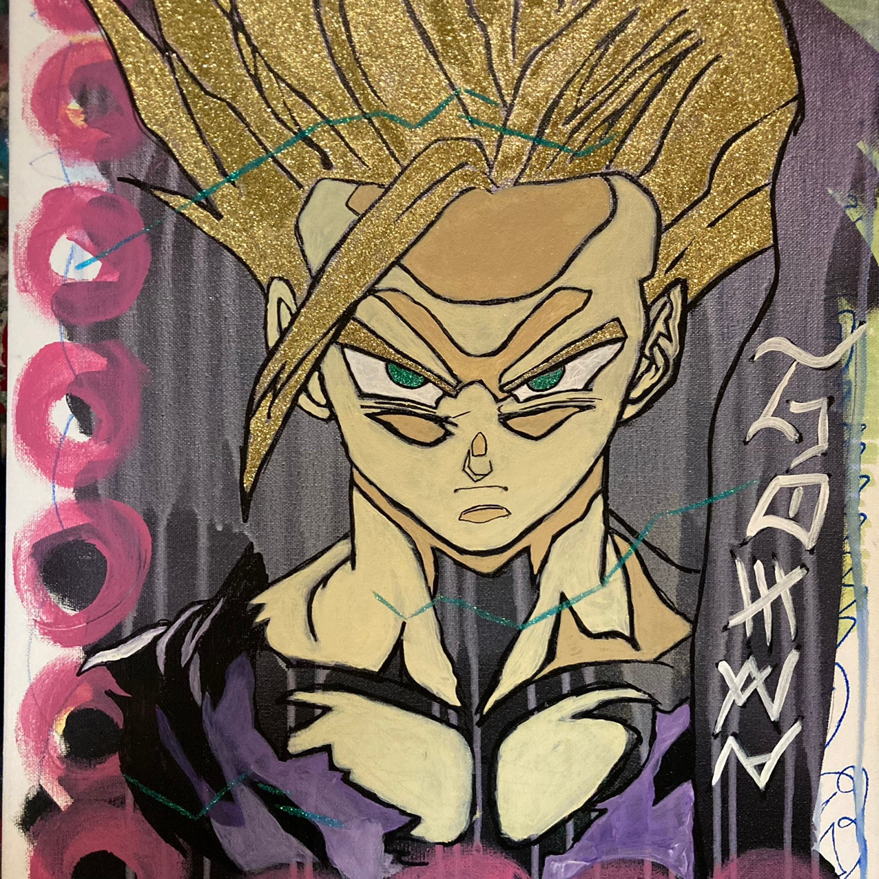 16X20 Super Sayian 2 Gohan Painting $150 USD