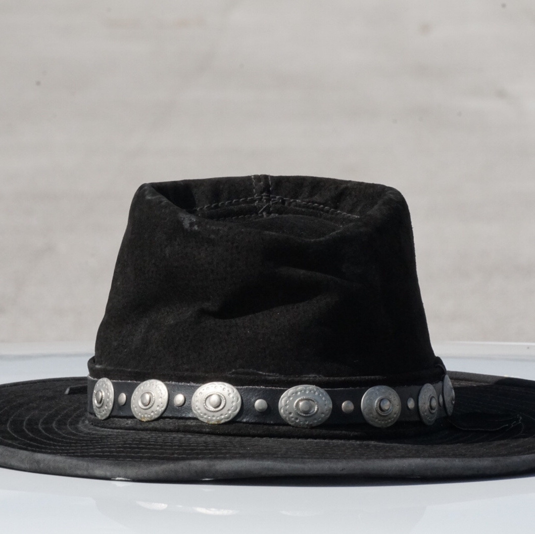 Custom Japanese Stevie Ray Vaughan Leather Hipster Western Hat. TOP