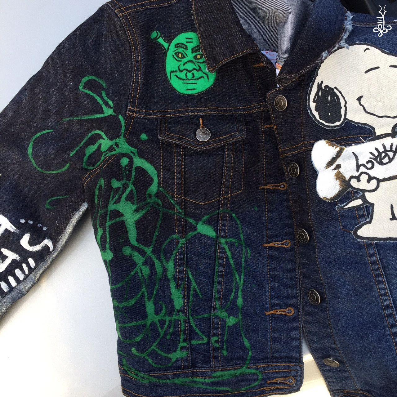 Custom denim jacket for “Living With Lisa”. FRONT
