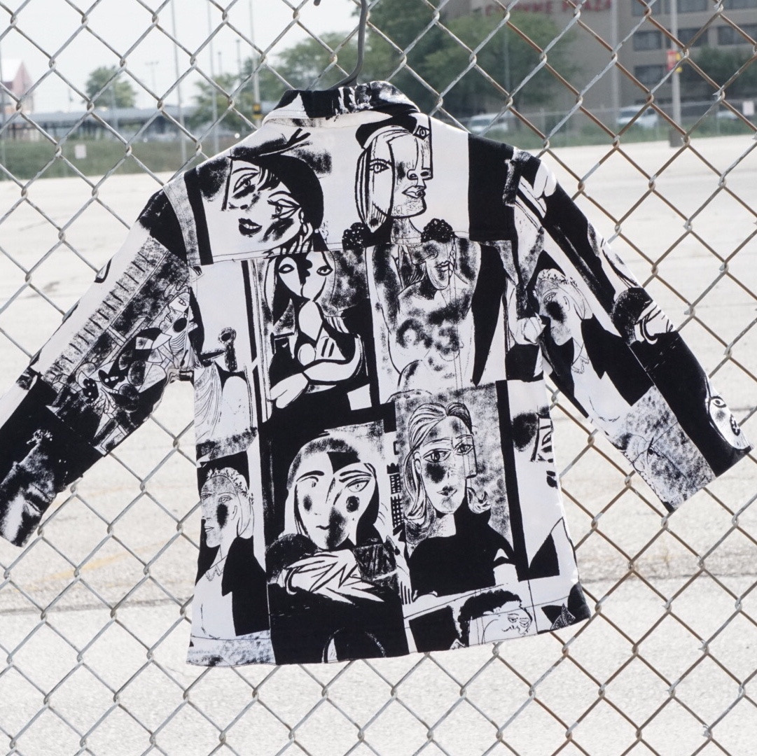 Kaktus Pablo Picasso Art Print Stretch Jacket. BACK