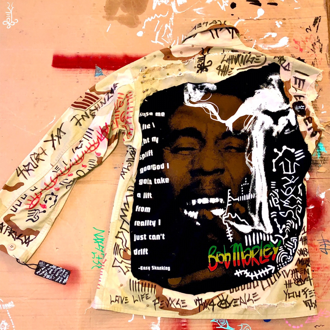 Bob Marley Battle Damage jacket. BACK