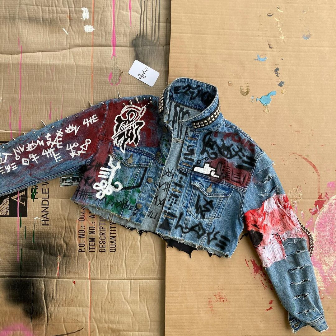 Metallica Cropped Denim jacket. BACK