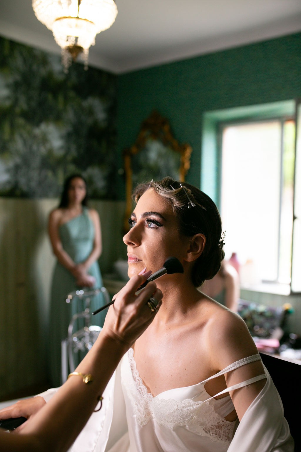 Bride getting ready before the wedding ceremony in Italy