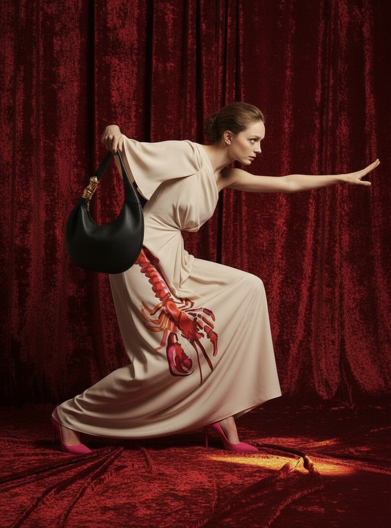 Imaginární kampaň Dalí & Schiaparelli: šaty s humrem. Adeliia Korinek — multimediální umělkyně | rodinné příběhy & fashion filmy