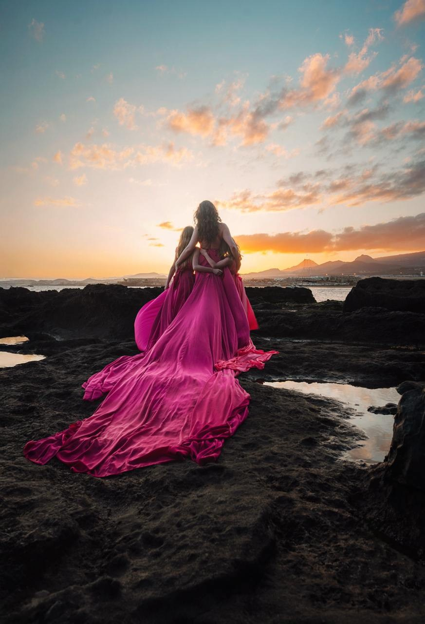 Sesión con vestido volador en Tenerife. Fotógrafa de familias, bodas, comuniones, newborn, premamá en Tenerife | Sesiones con vestidos voladores | Tania Bonnet