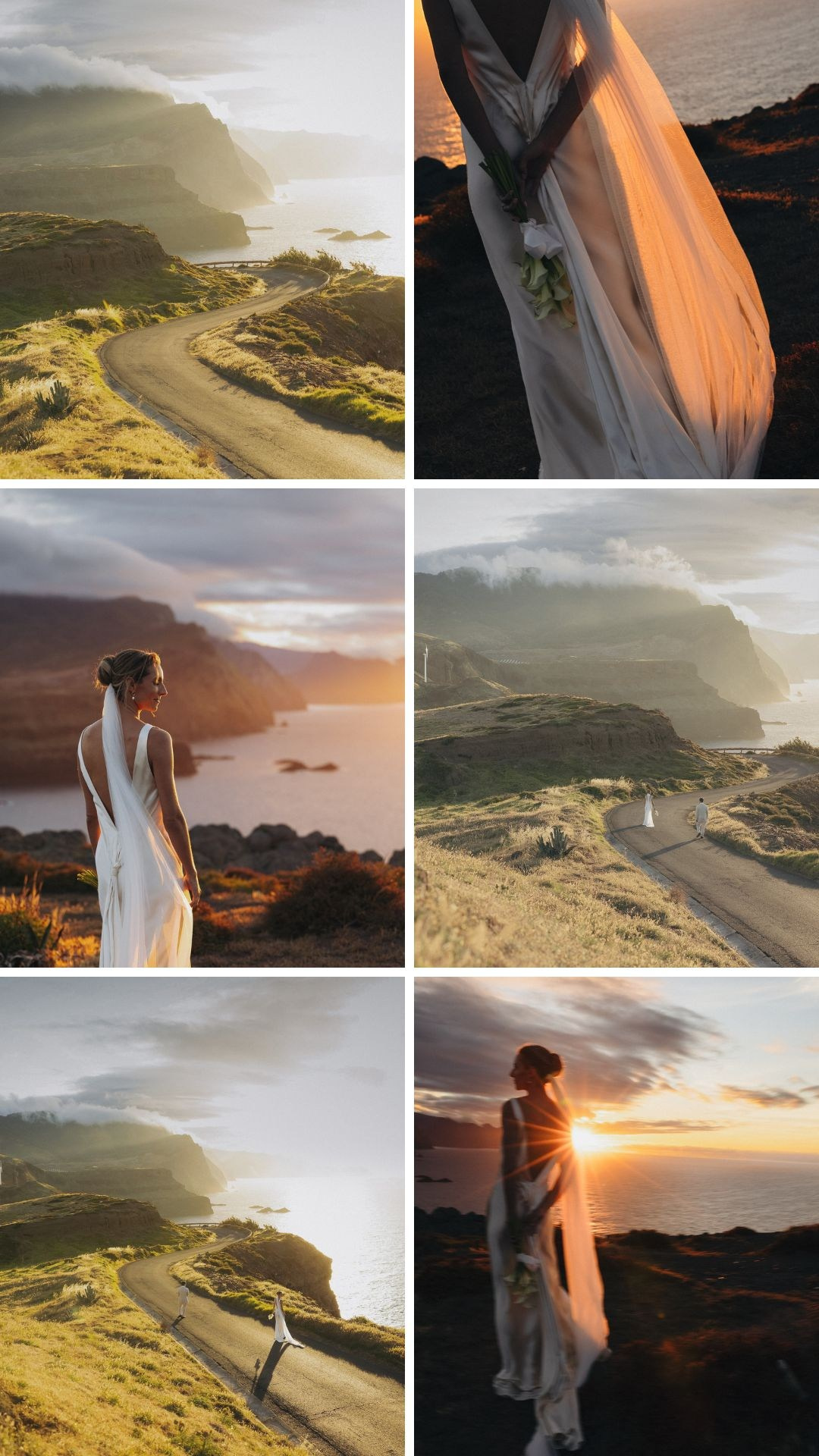 Collection of intimate wedding vow moments on Madeira cliffs.