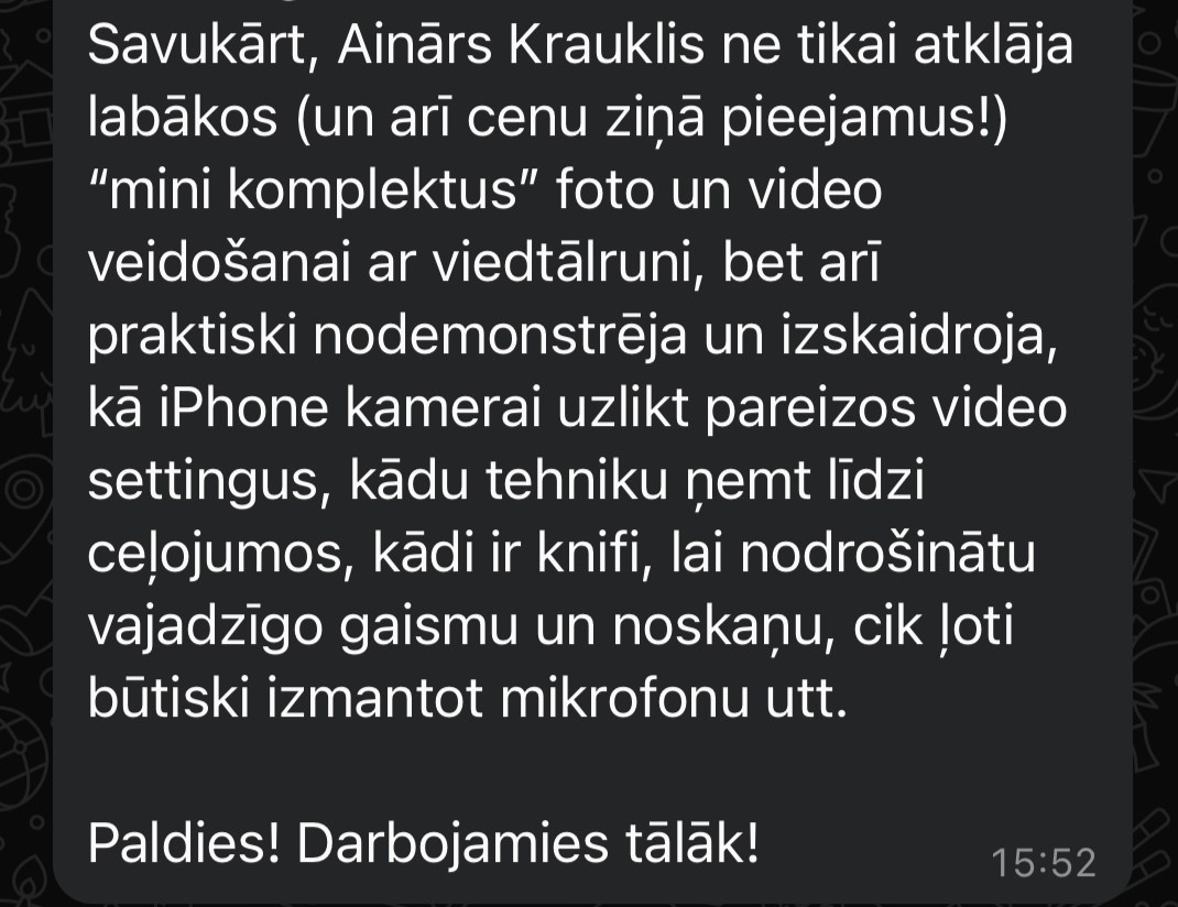 Velo video camp ar nakšņošanu. Video filmēšana un veidošana ar telefonu, filmēšanas kursi