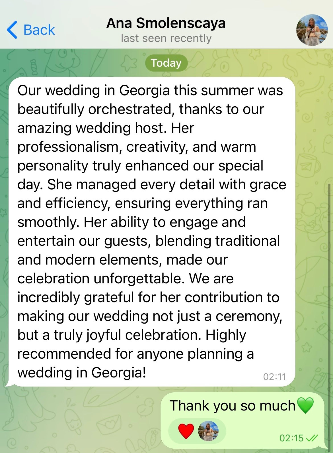 Отзывы. Ведущая Москва Елена Чайка