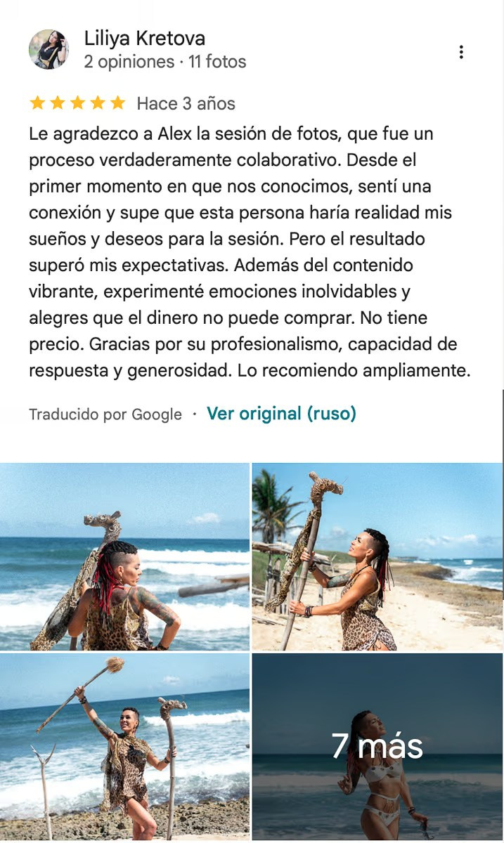 Real client review for a photoshoot in Punta Cana