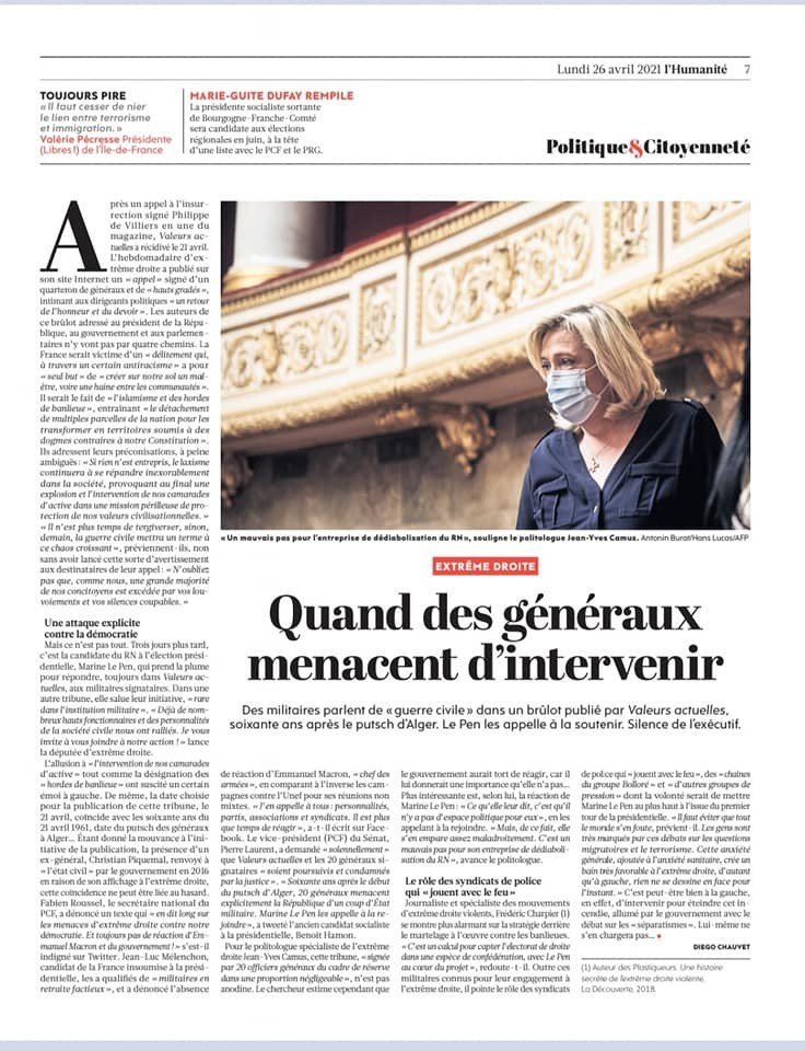 L'Humanité, 26 avril 2021